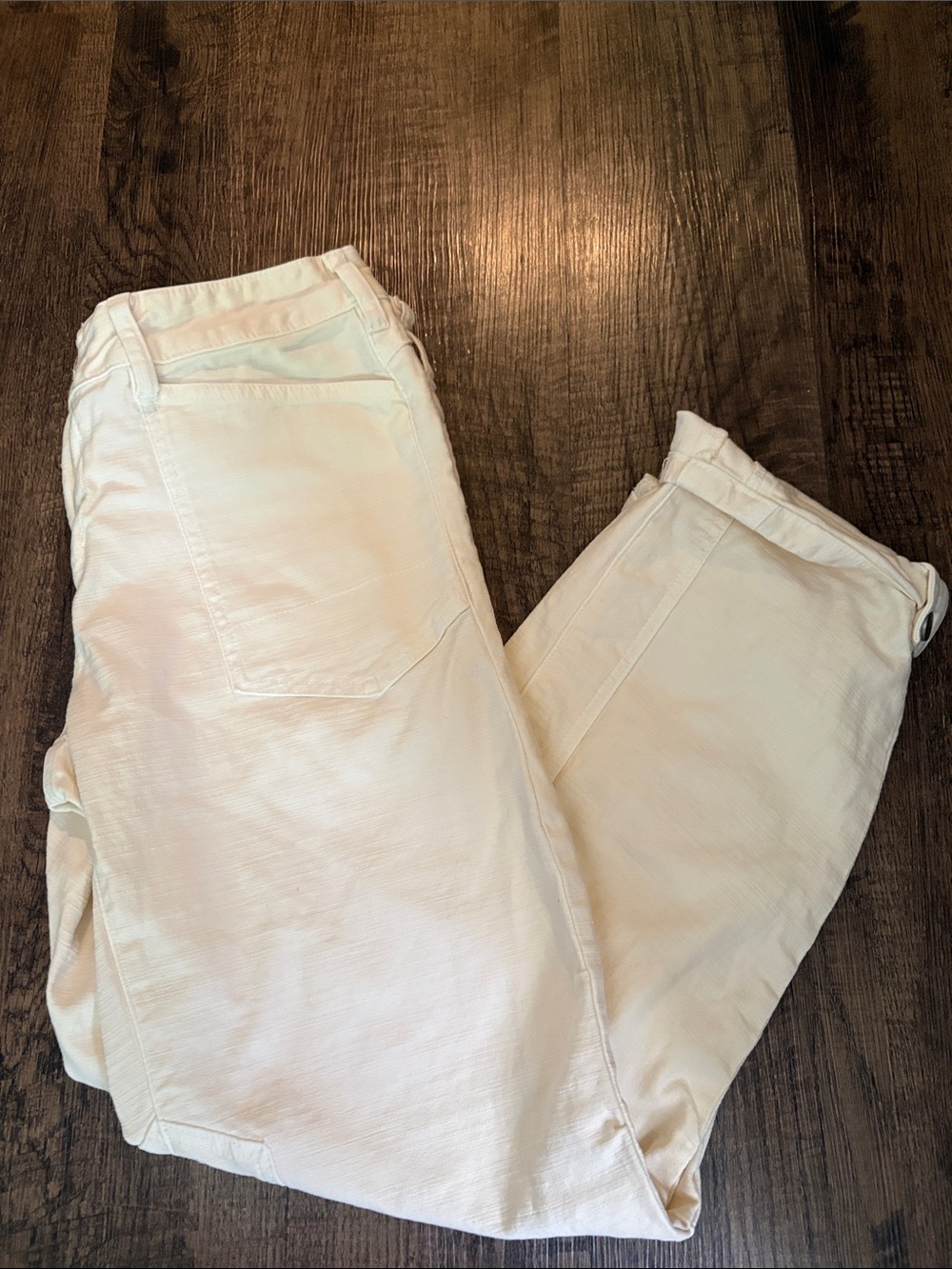 Altar'd State Rolled Cream Ankle Crop Jeans Denim Utility